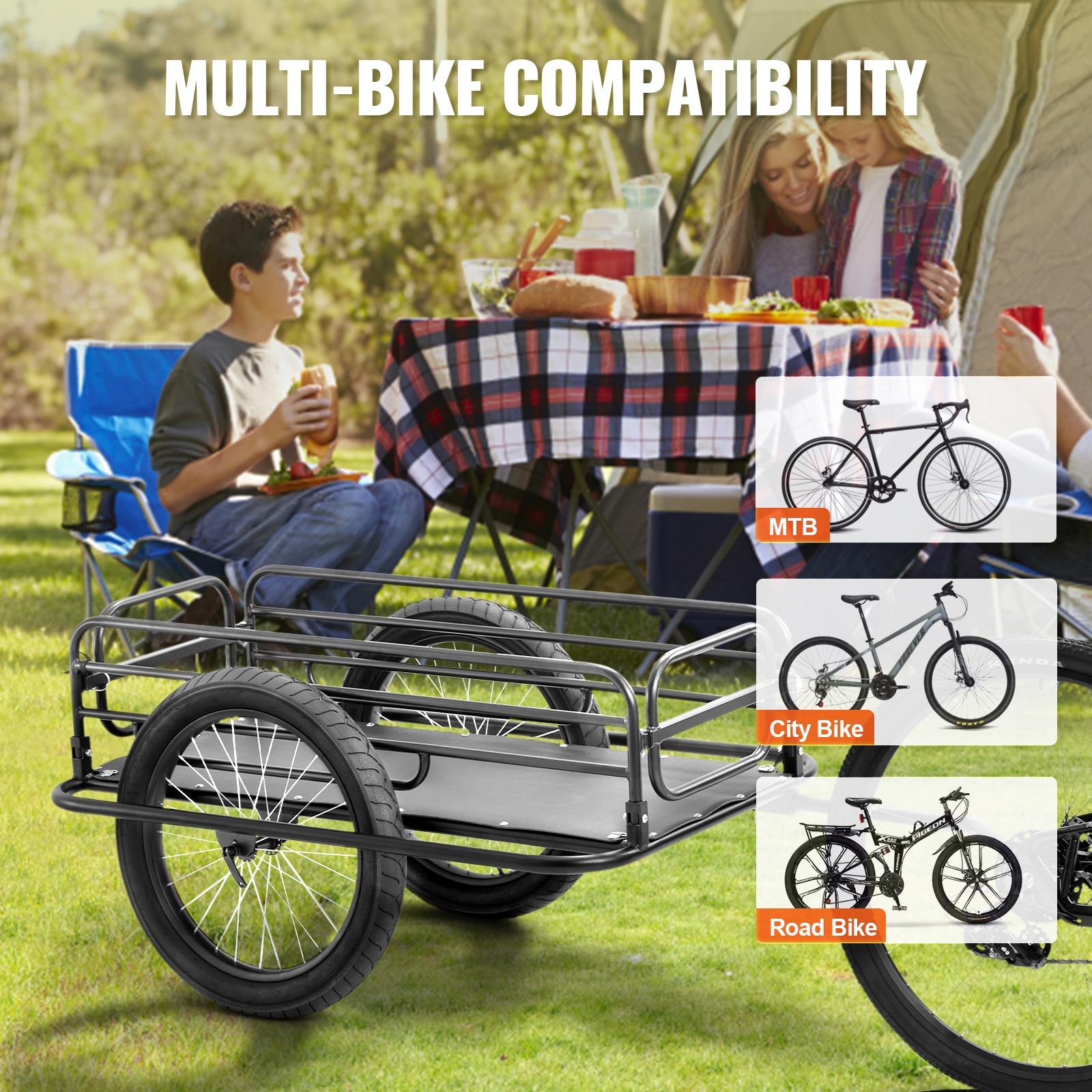 Heavy Duty Bike Cargo Trailer Foldable Bicycle Wagon Cart_voghion.com